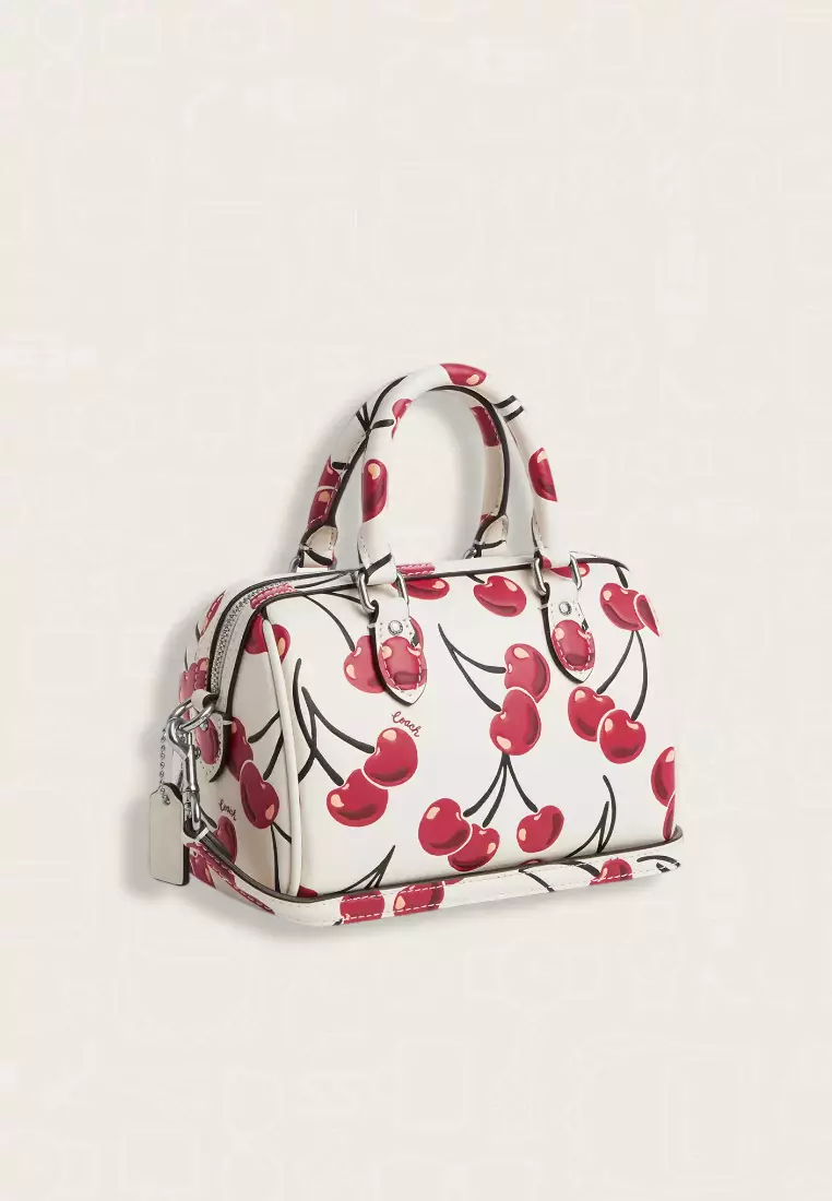 Coach Mini Rowan Crossbody Bag With Cherry Print Chalk Multi