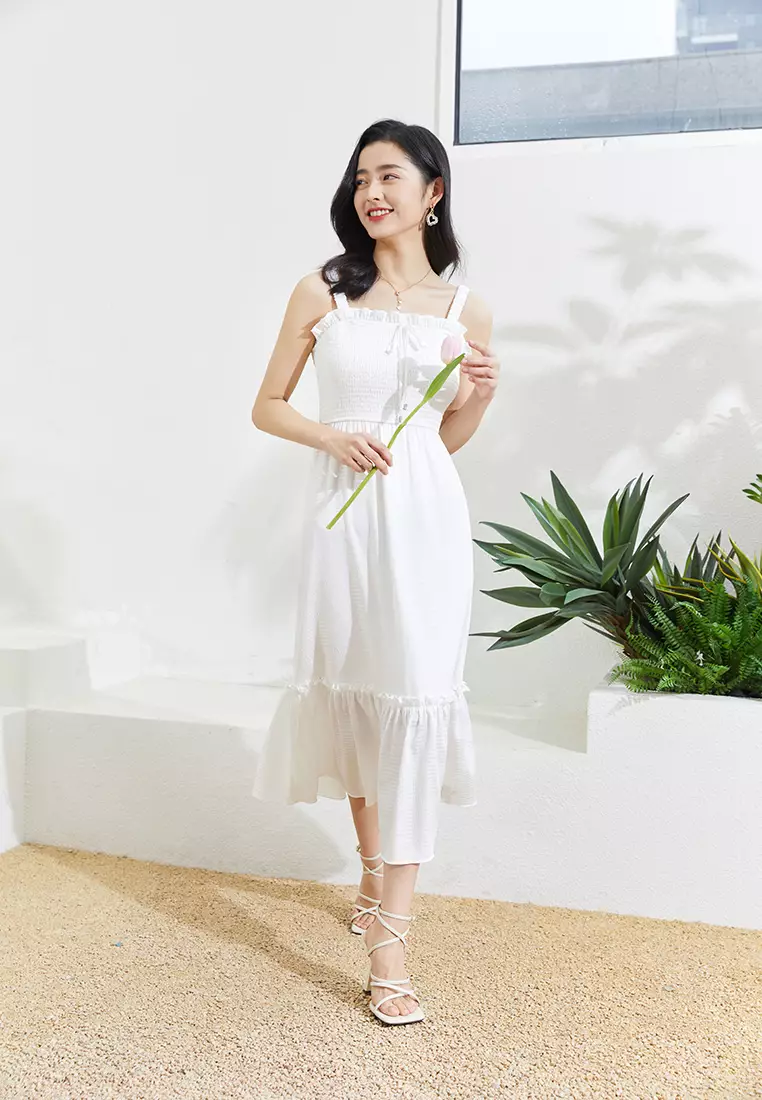 Sleeveless Smocked Bridesmaid Dress