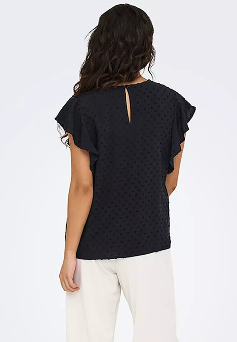 Short Sleeve Frill Woven Top