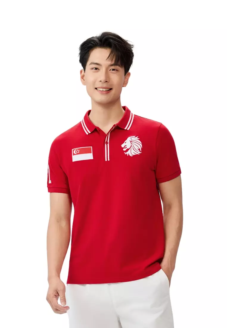 Giordano Men NDP 2026 Collection Slim Fit Cotton Lycra Embroidery Polo T-Shirt (Singapore National Day Parade)