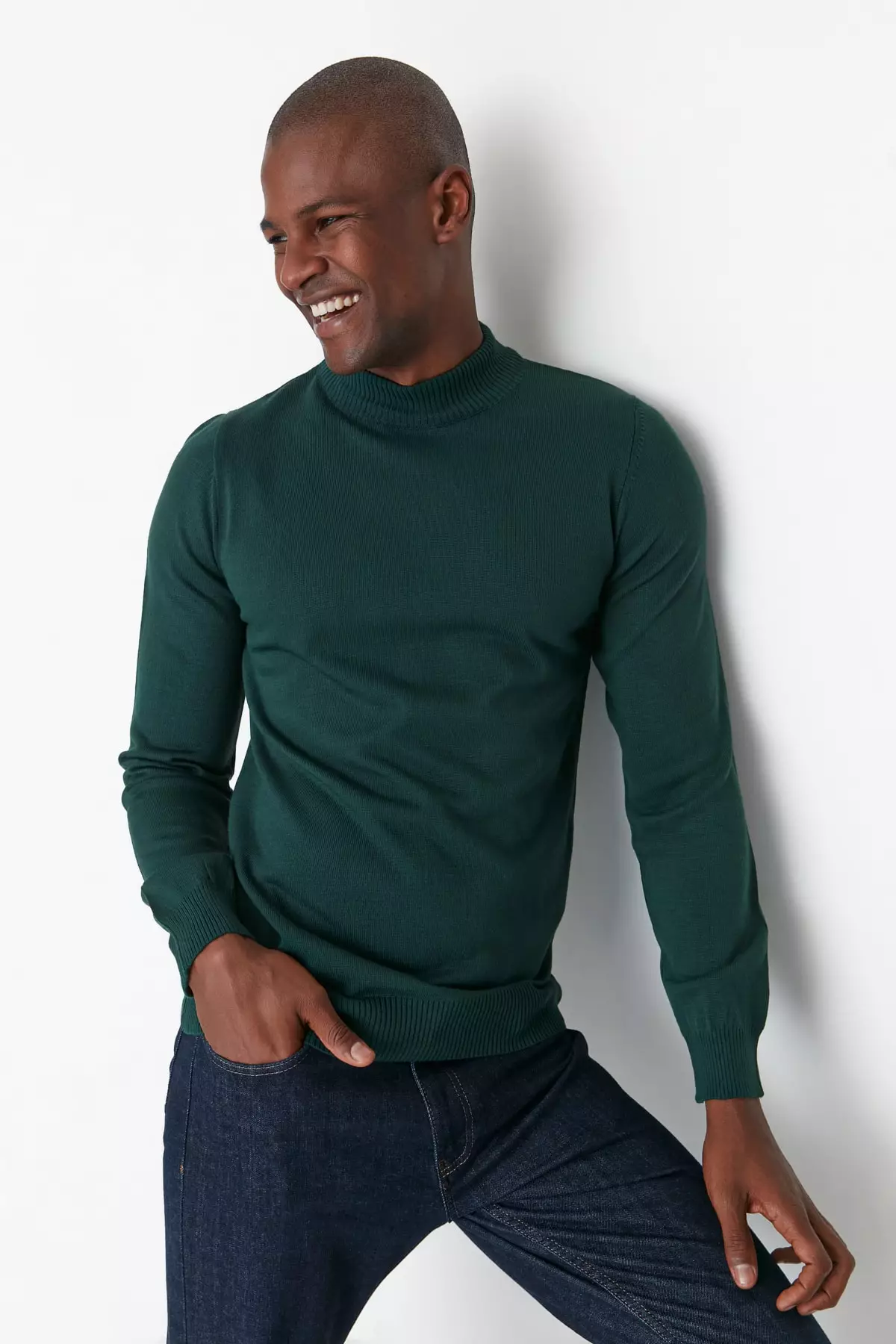 Green turtleneck sweater top men