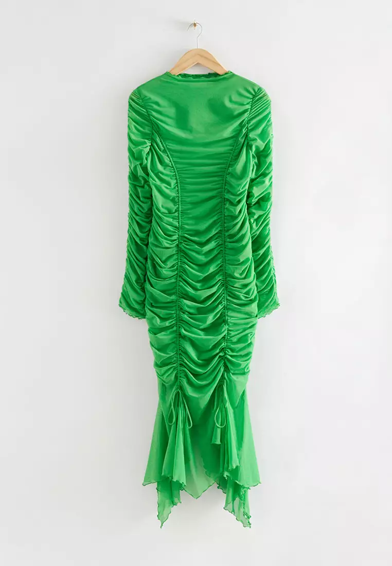  OTHER STORIES Slim-Fit Ruched Dress in Green