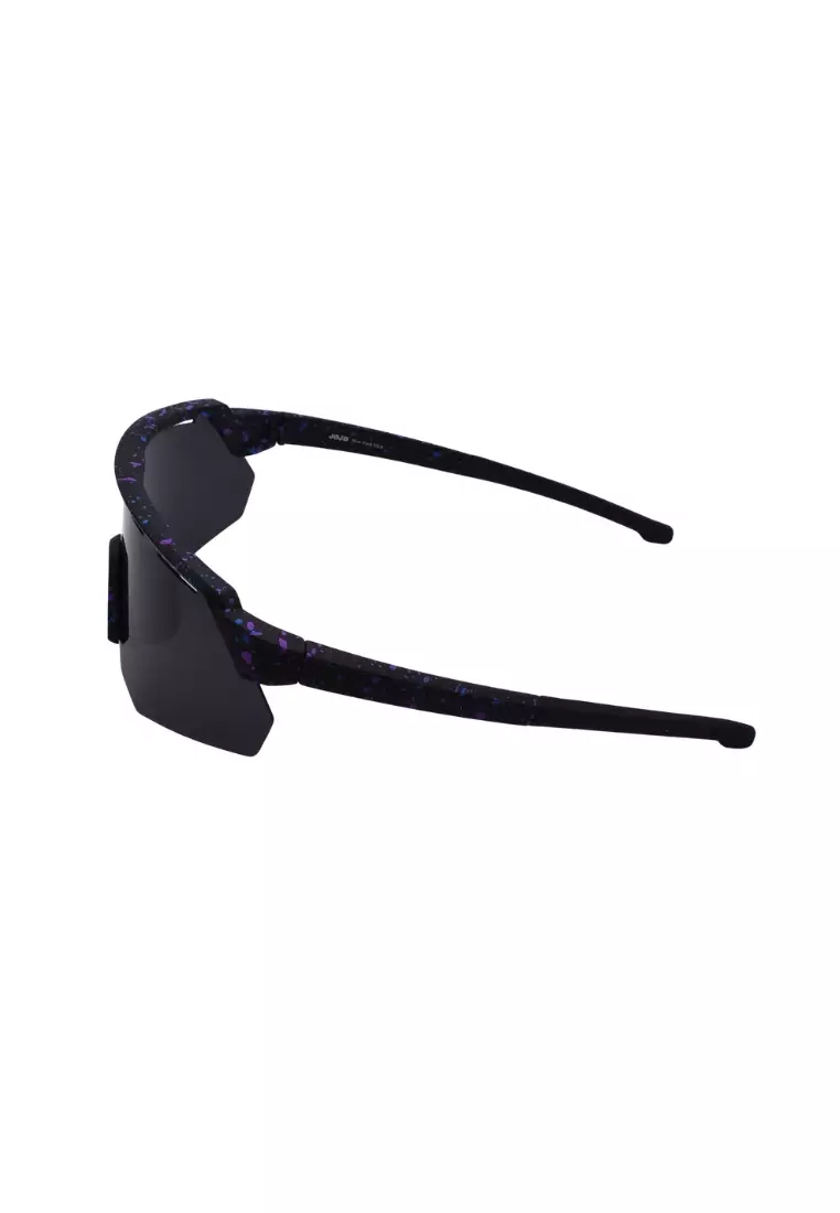Oversized Angular Semi Frameless One Piece Lens with Vents Polarized Sunglasses