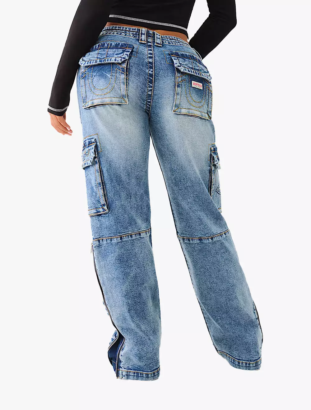 True Religion - Women Denim Pants - SIDE ZIP MILITARY CARGO BIG T - Blue