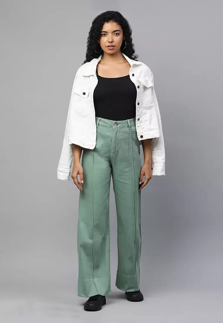 Green Flared Pants for Women