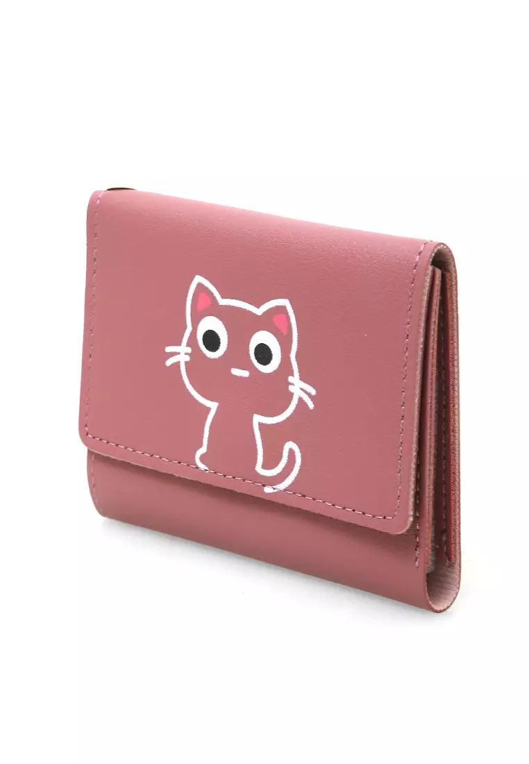 Fiore Dompet Anak Wanita Mini Short Wallet Cat Motive Many Slot Material Leather ORIGINAL - Violet