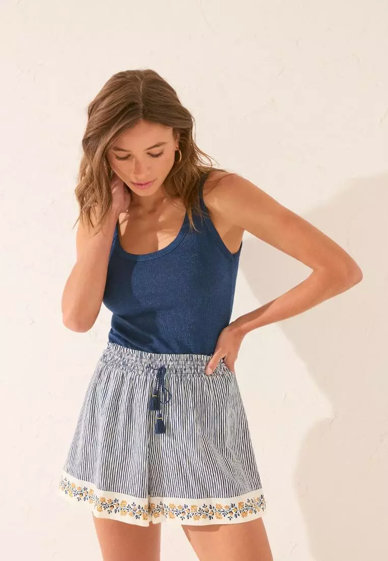 Striped Print Trouser With Borders