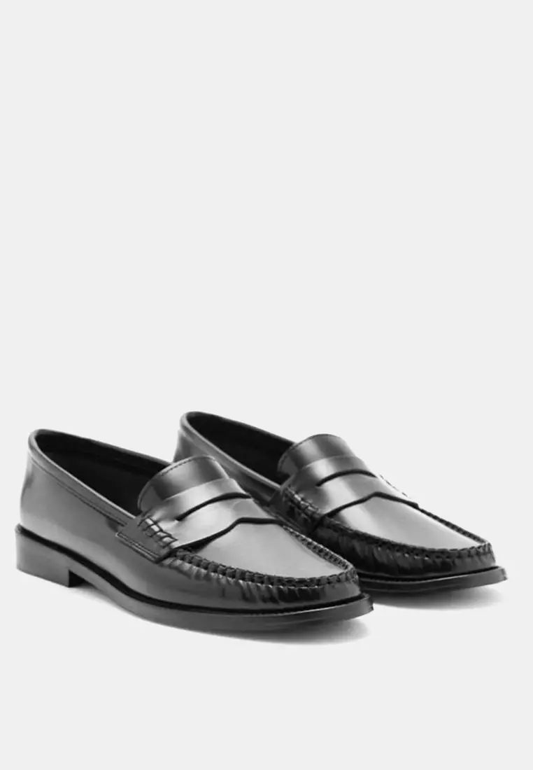 Gathered Leather Loafers