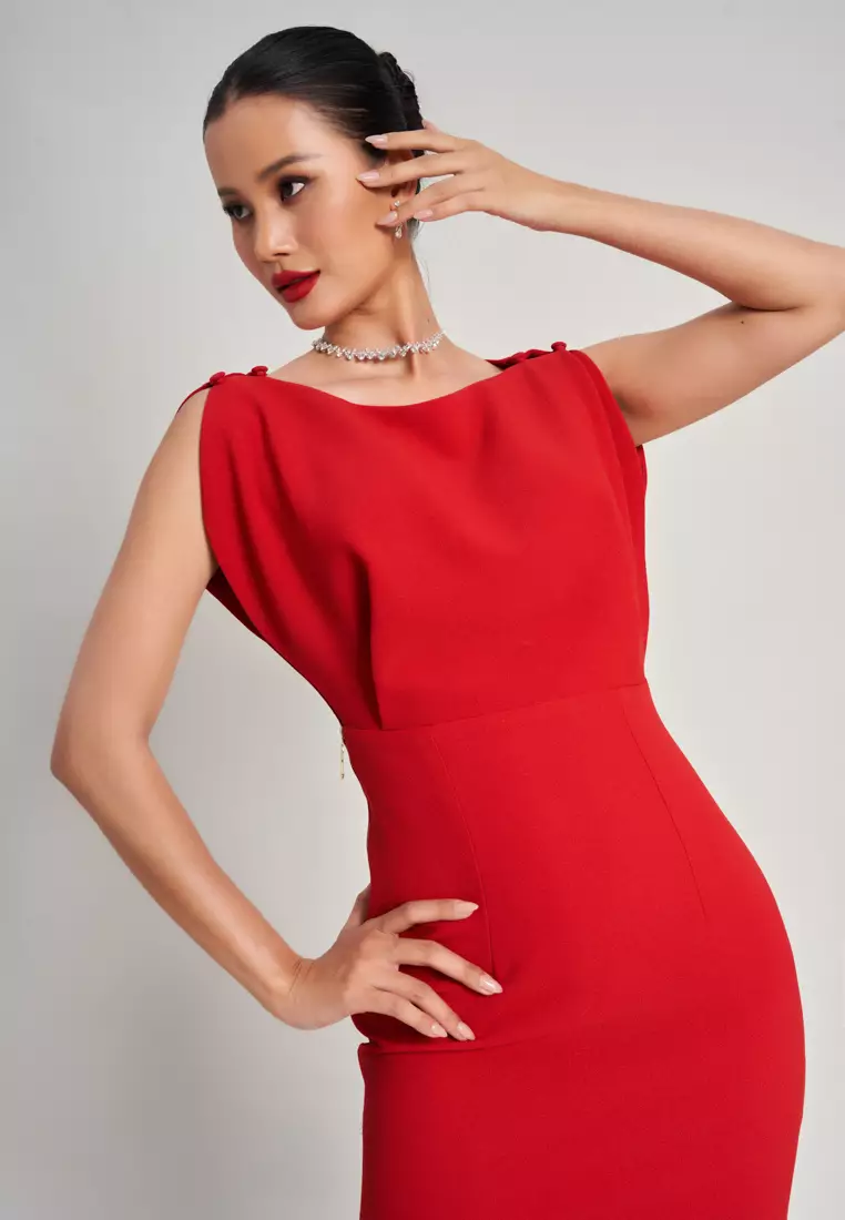 Red midi hot sale formal dress