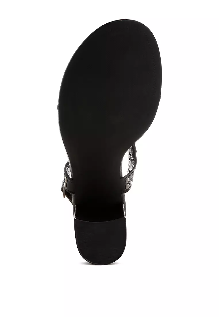 Sandal Kulit Asli Bertabur Warna Hitam