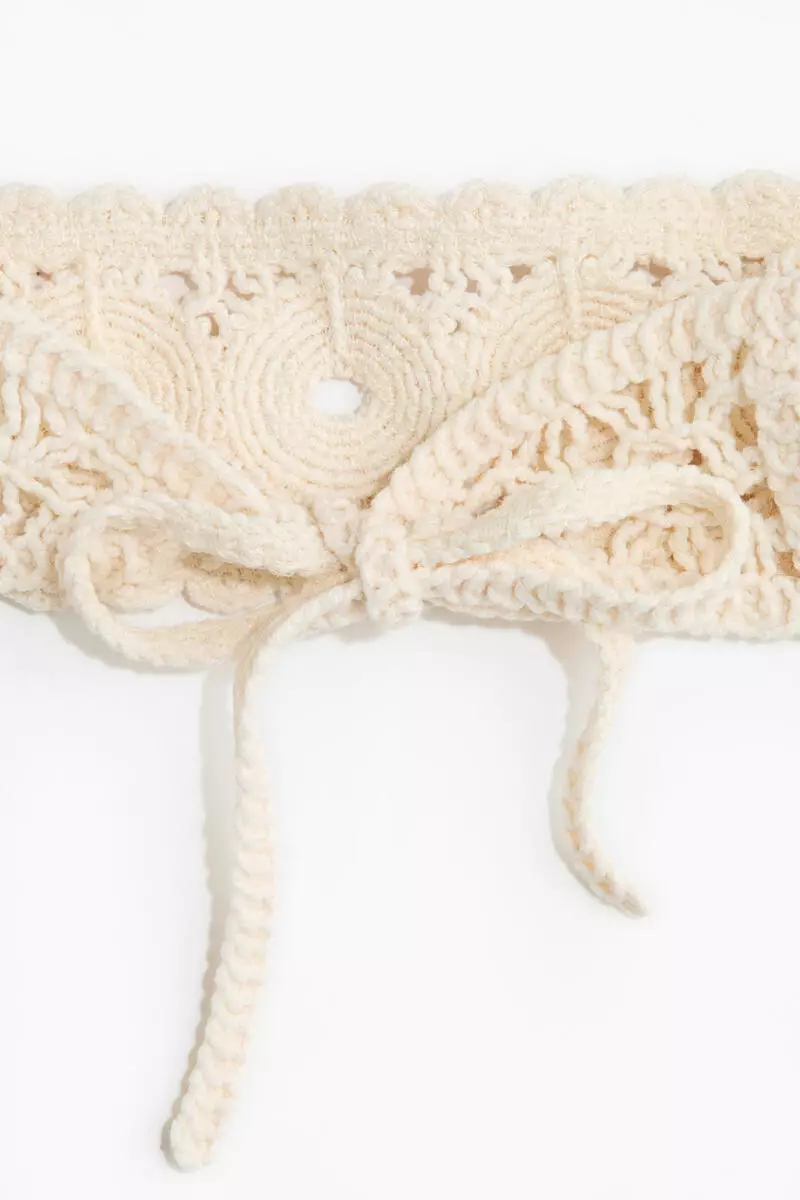 Crochet-look cotton hairband