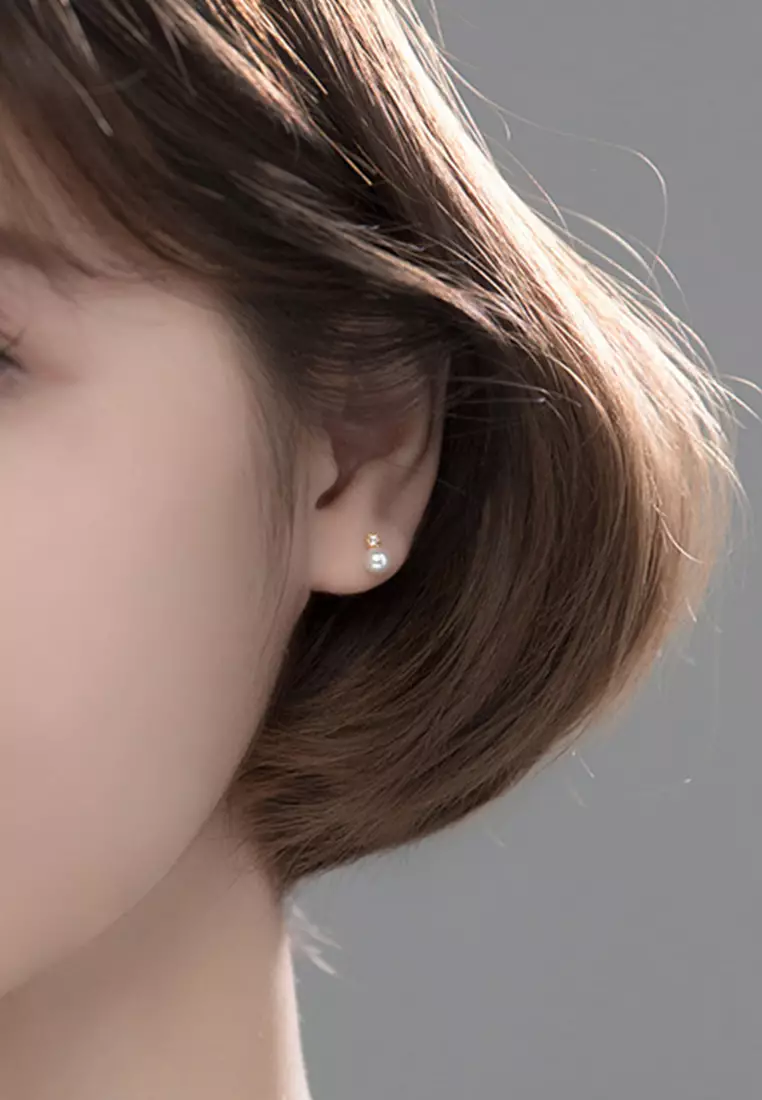 925 Silver Plated Gold Freshwater Pearl Earrings JW AR-G8539