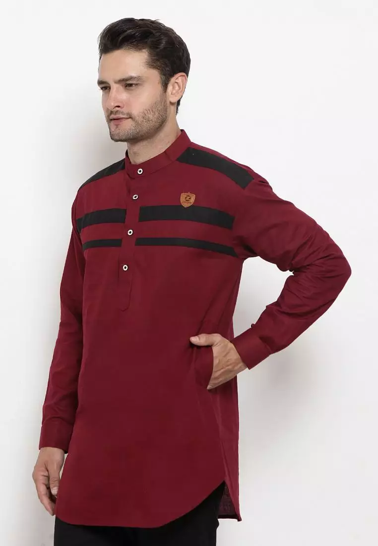 Zayidan Baju Koko Gamis Muslim Pria Rauf - Maroon