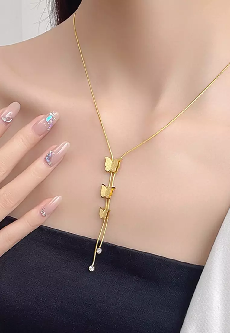 Kalung Wanita Korea Butterfly Style Titanium Anti Pudar Kalung Cewek Original