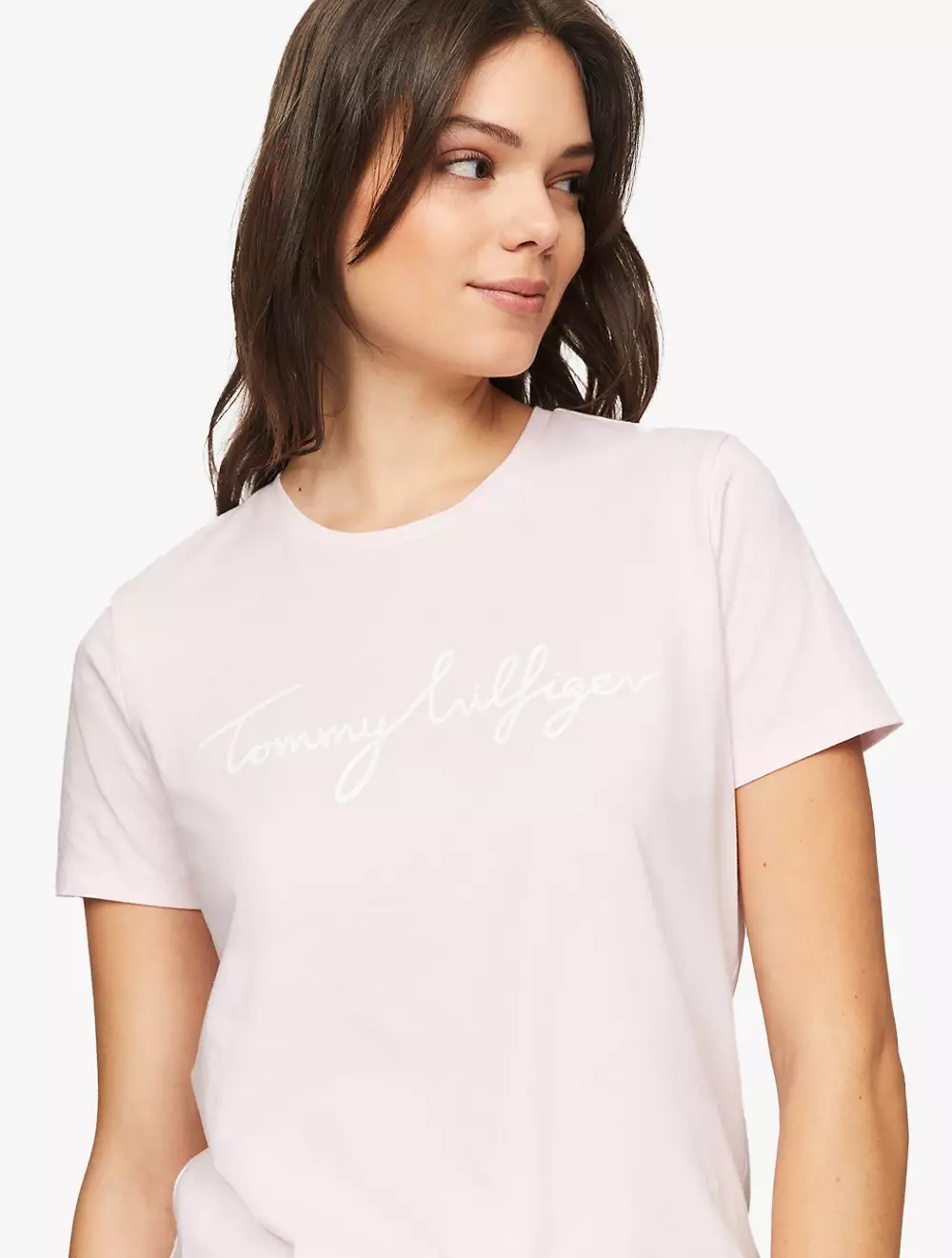 TOMMY HILFIGER - Signature Logo Crewneck T-Shirt - Pink - Pink
