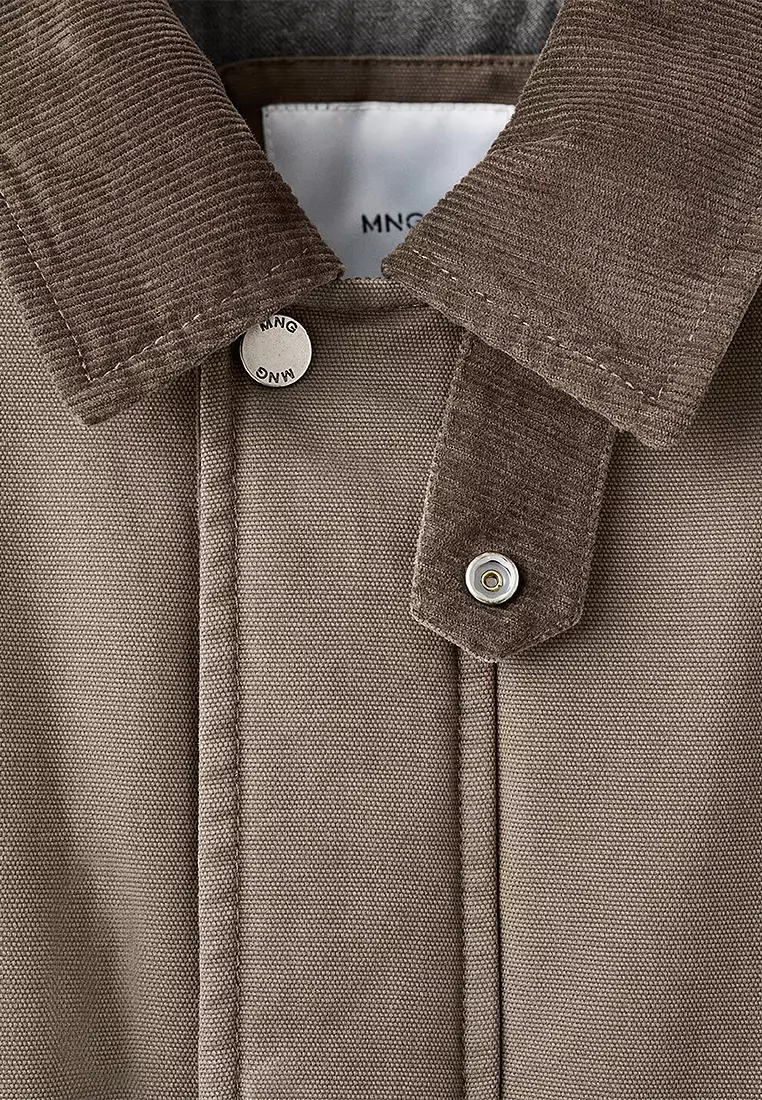 Quilted Jacket with Corduroy Collar