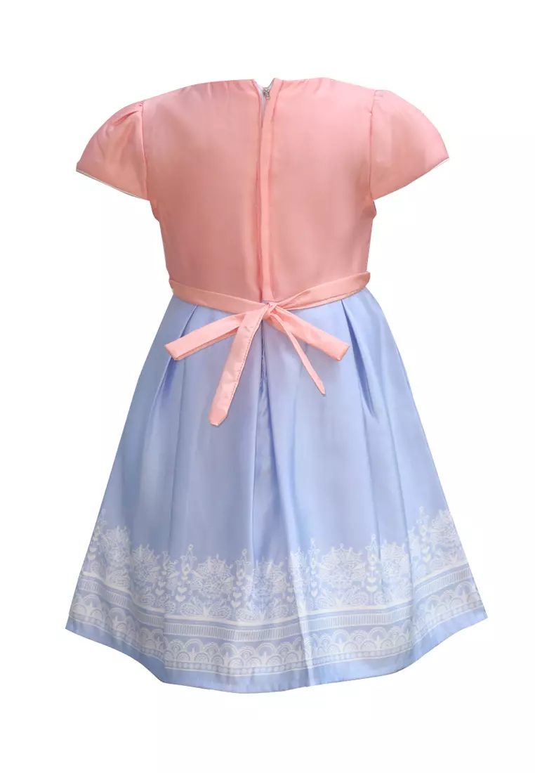 Two Mix Dress Anak Perempuan Bahan Kain Satin - Baju Anak Perempuan Fashion Usia 1-12 Tahun 4274