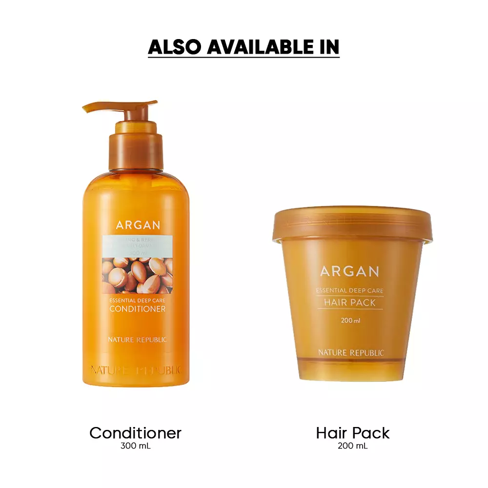 NATURE REPUBLIC Argan Essential Deep Care Shampoo 300ML | Gentle Shampoo for damaged hair strands