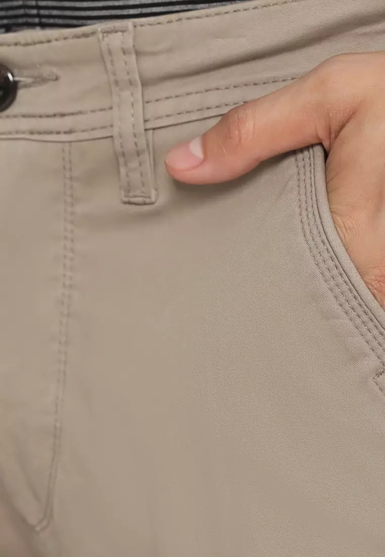 POLICE Celana Chino Panjang Stone Cotton Premium Regular Fit Pria