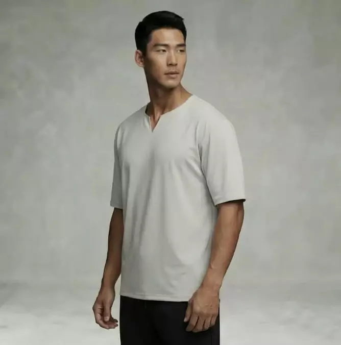 THIRDDAY Baju Kaos Koko Tangan Pendek  Oversize Polos Hybrid Cotton 240gsm Abu Muda MTZ02