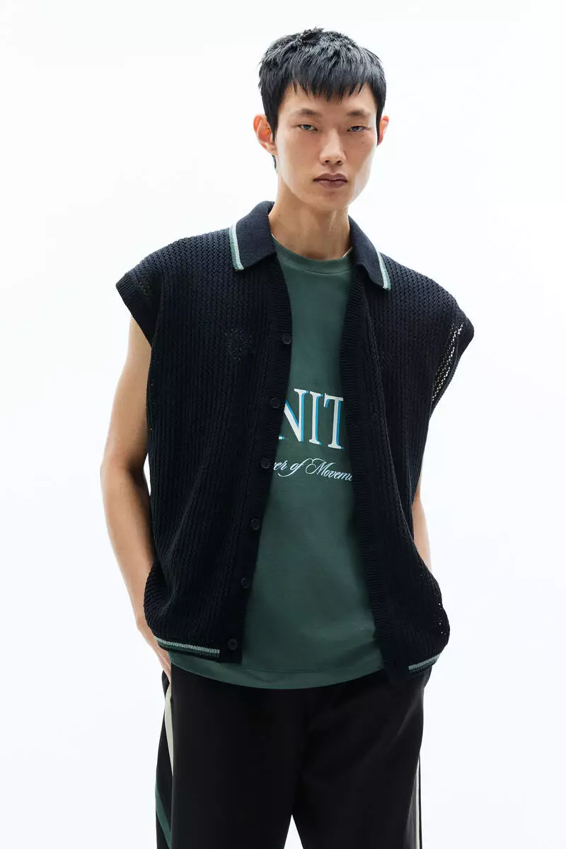 Loose Fit Textured-knit vest