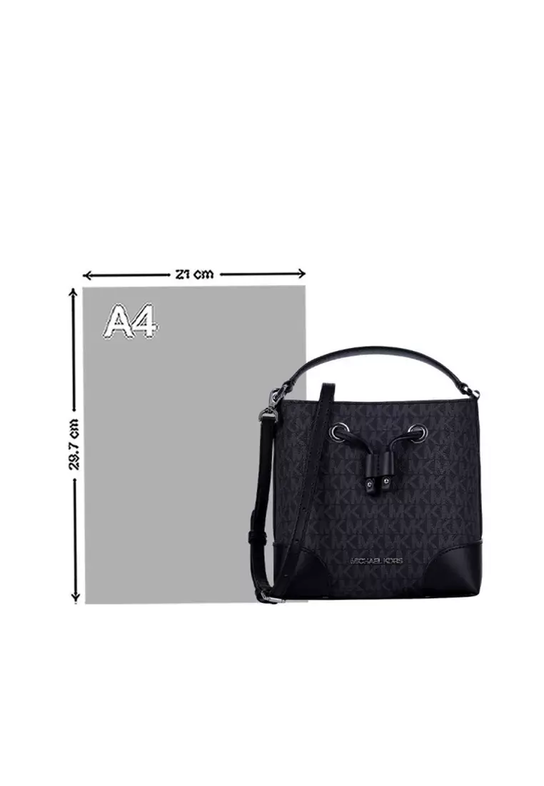 Michael Kors PVC mini shoulder handbag with cow leather for women 35F2SM9M1B BLACK