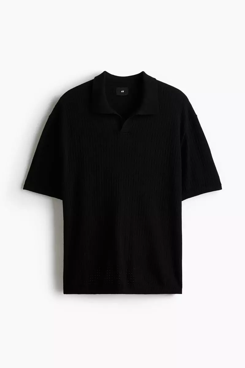 Loose Fit Textured-Knit Polo Shirt