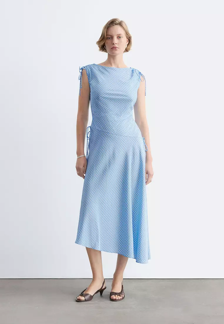 Asymmetric Draped Midi Dress