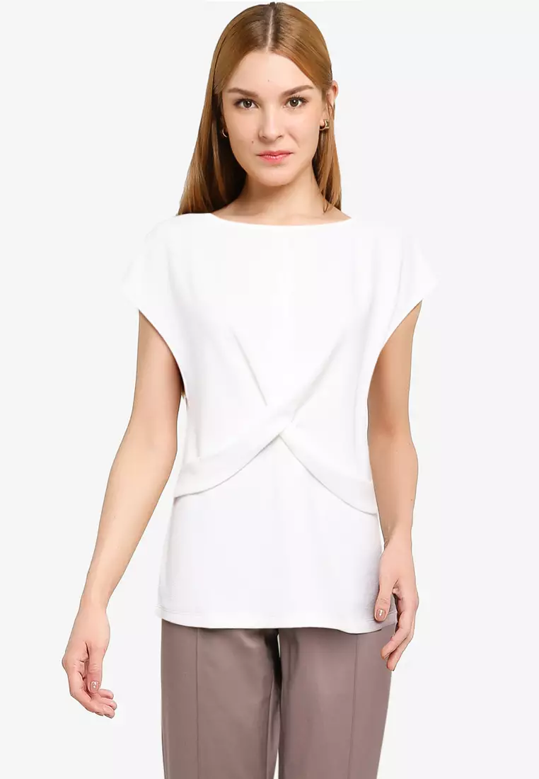 Texture Knit Cross-Front Tee