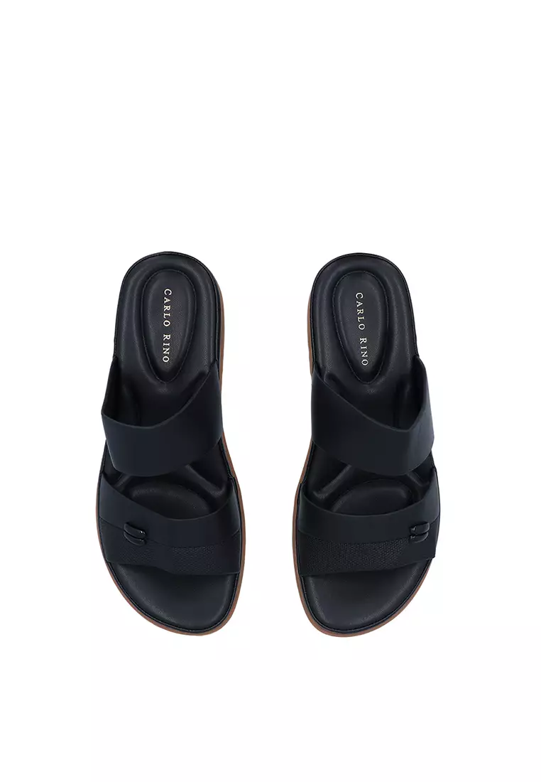 Black CR Lisa Double Strap Sandals