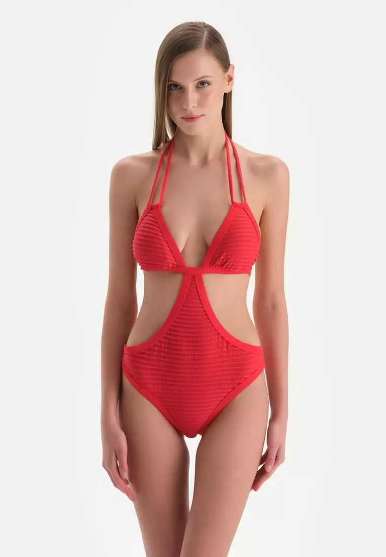 Red Monokini, Removable Padding, Non-wired, Swimwear for Women