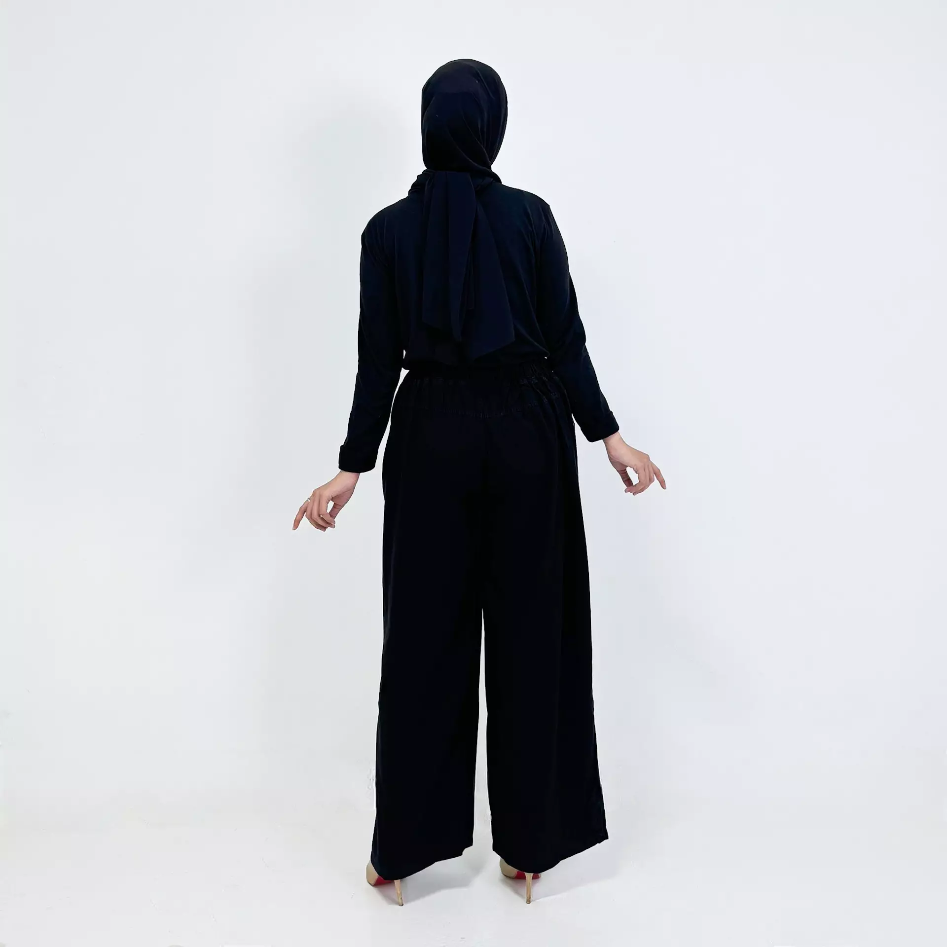 Loose Jeans Keisya [HITAM] Celana Panjang Wide Leg Wanita Fit 80 Kg