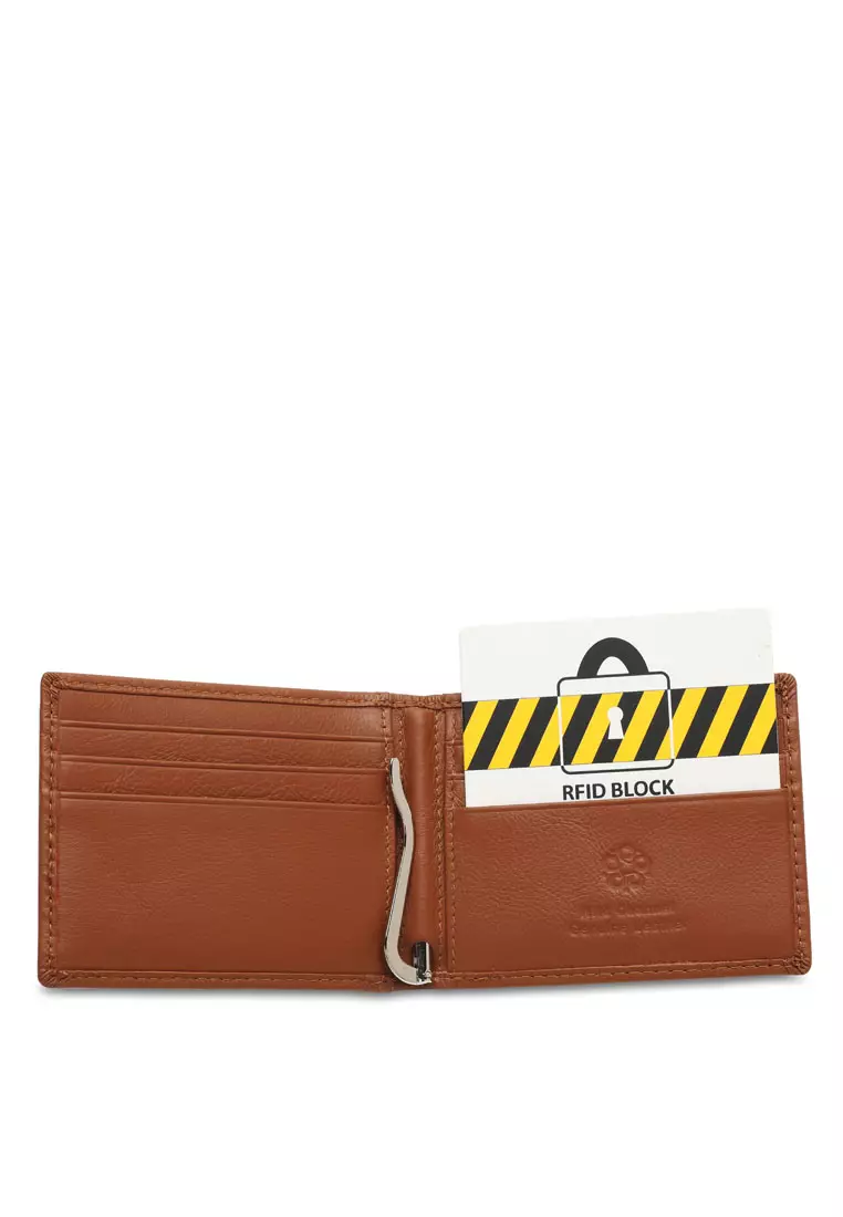 Men's Genuine Leather RFID Blocking Money Clip Wallet