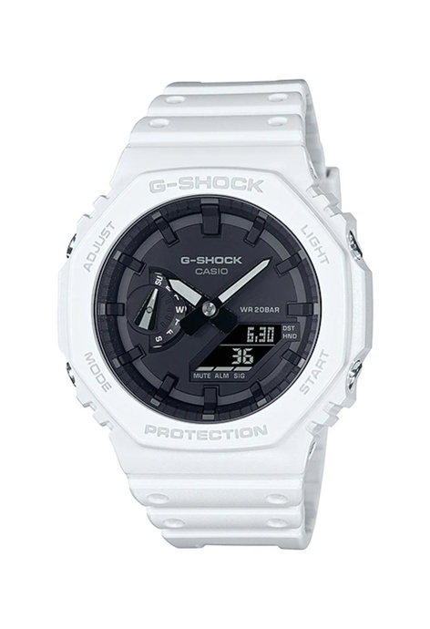 G-SHOCK Casio G-Shock Men's Analog-Digital Watch GA-2100-7A Carbon Core Guard White Resin Band Sport Watch