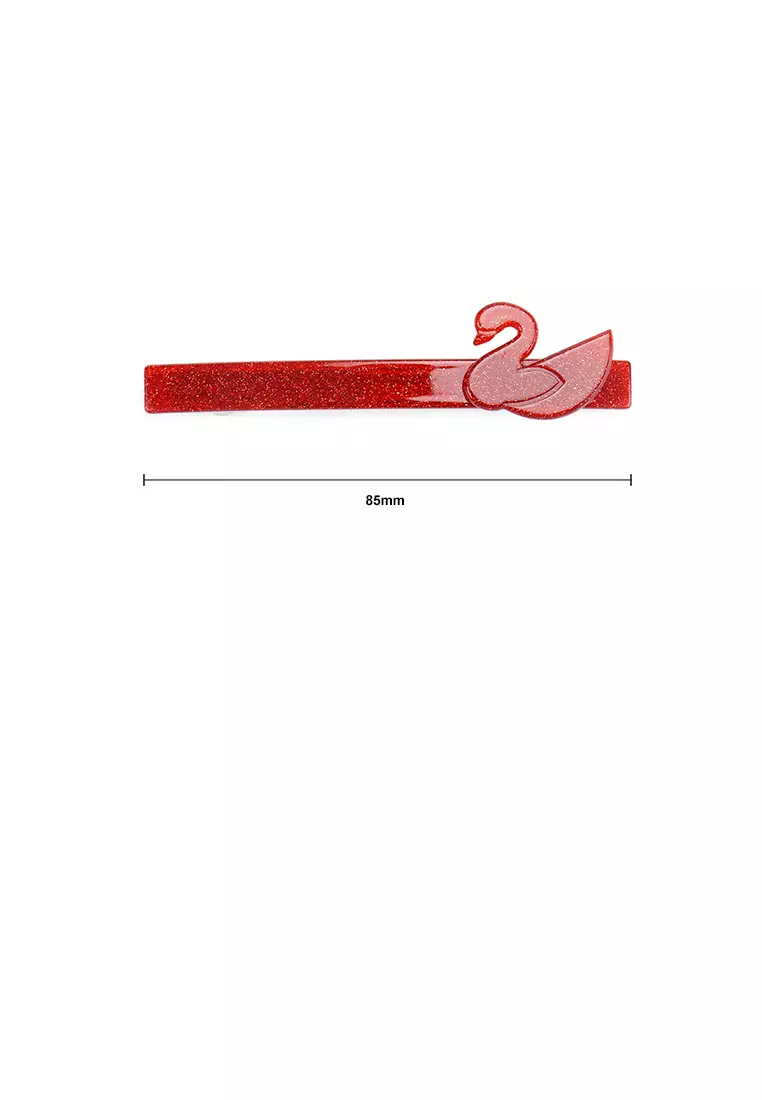 Buy Glamorousky Simple and Cute Red Swan Geometric Hair Slides