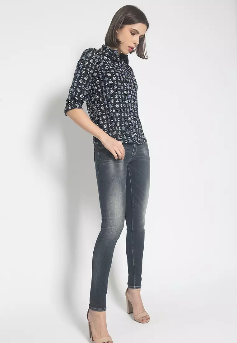 LGS - Kemeja Wanita - Full Motif - Warna Hitam LSH.381.O1268L.516.C