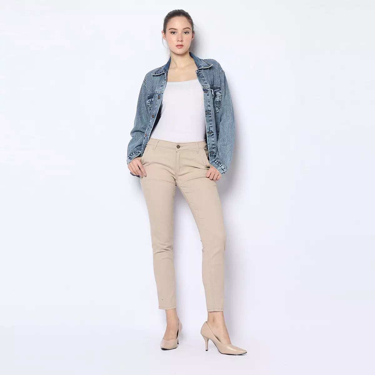 Bundling Fortune Celana Panjang Wanita Chinos Slim Fit Tebal Melar Soft Black and Khaki