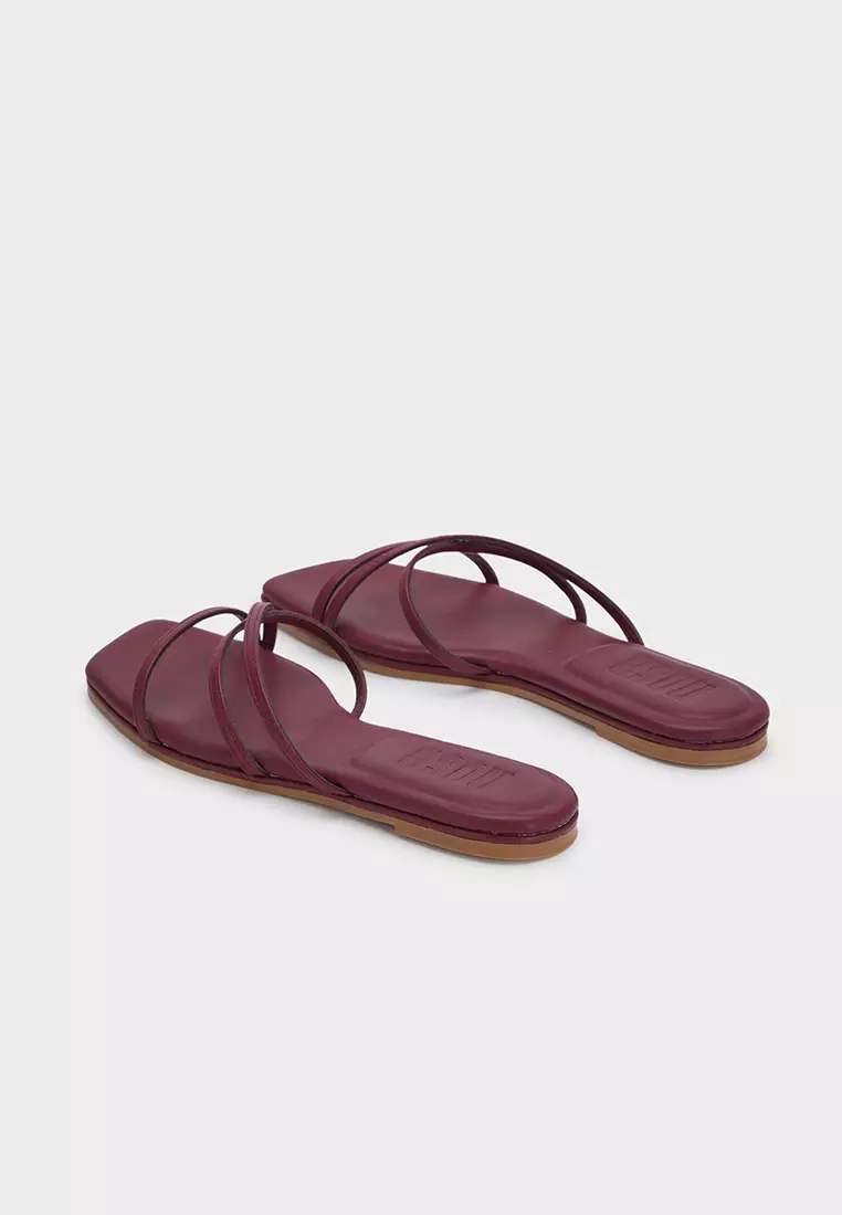 CLOUDFOAM CUSHIONED SQUARE TOE STRAPPY FLAT SLIDES