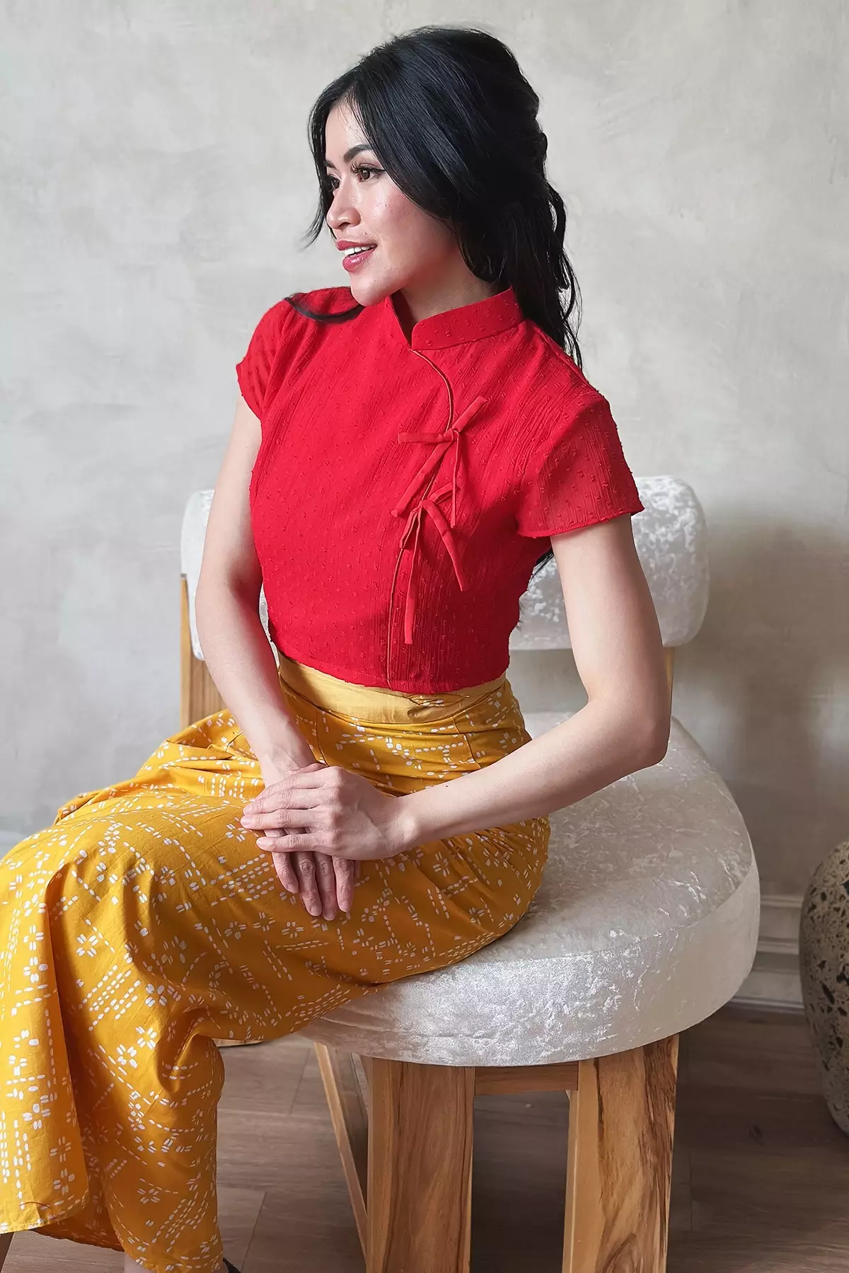 Qipao Blouse | Silk Organza Sakura