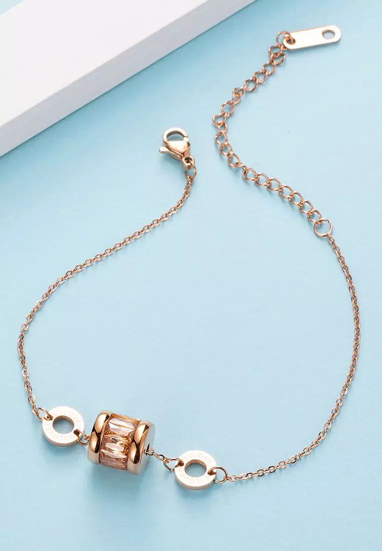 Minimalist BVLOVED Champagne Crystal Charm Bracelet