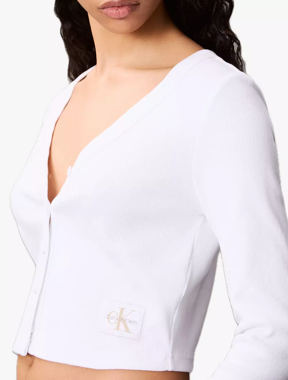 Calvin Klein - Cropped Ribbed Cotton Cardigan