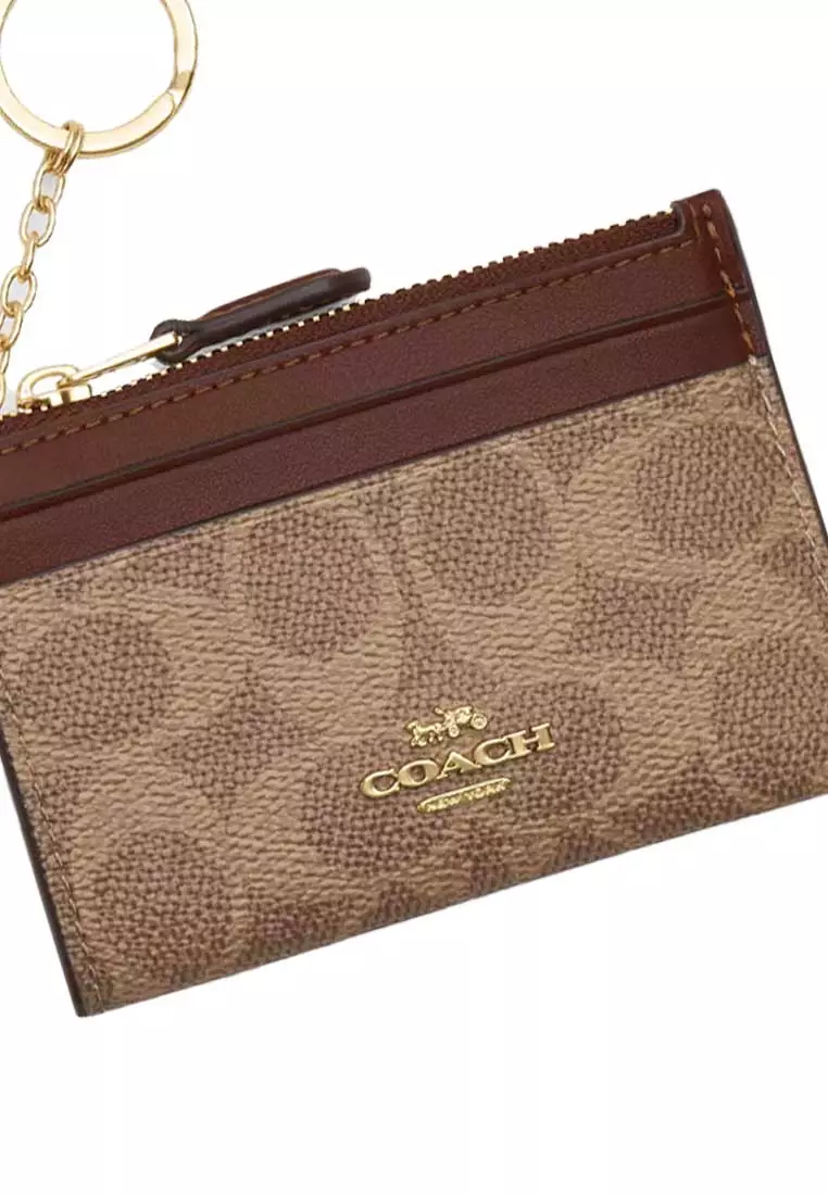 Mini Skinny ID Case In Signature Canvas Tan/Brown CW870