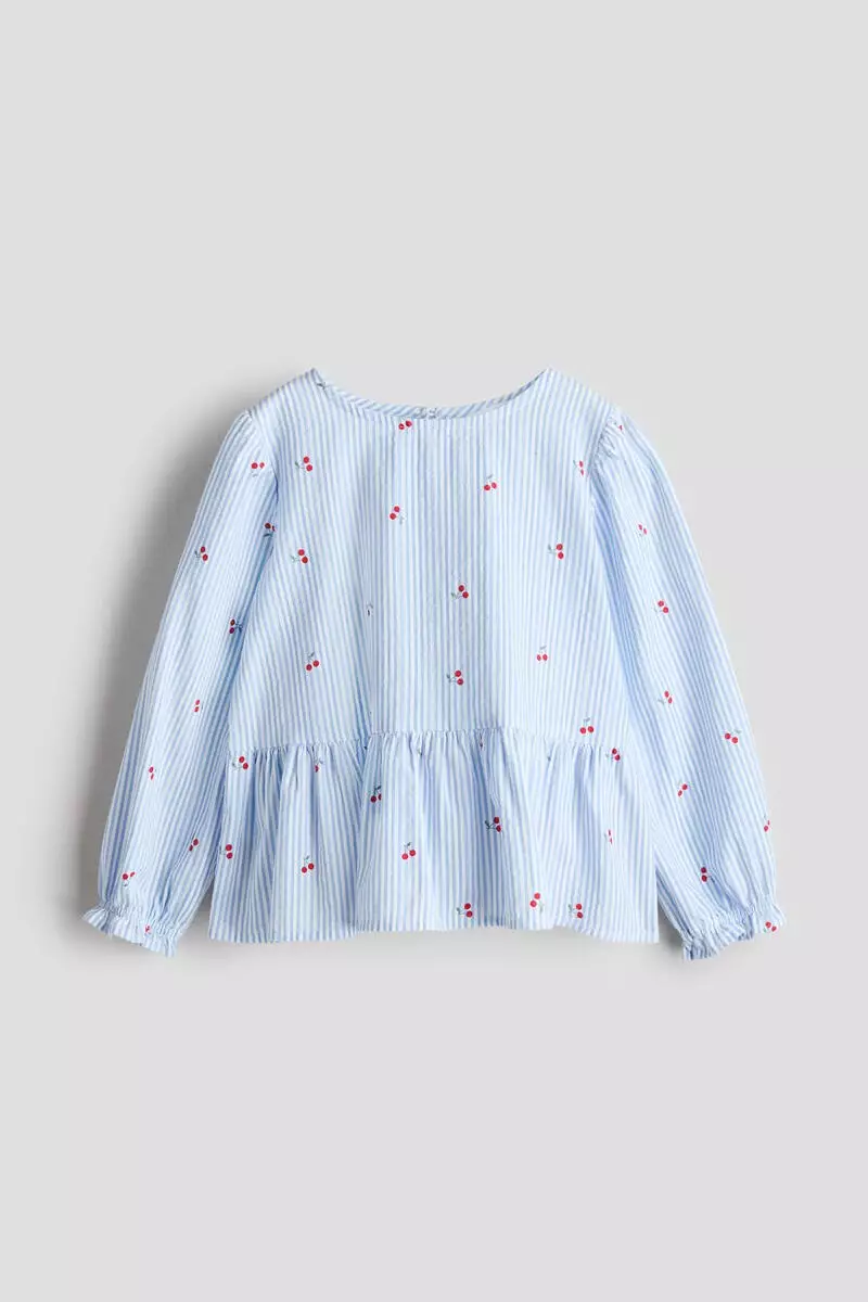Seersucker peplum blouse