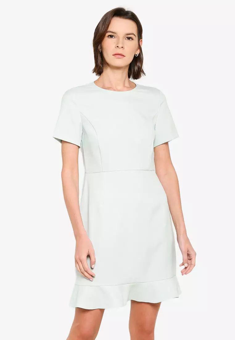 Back Detail Fluted Hem Dress