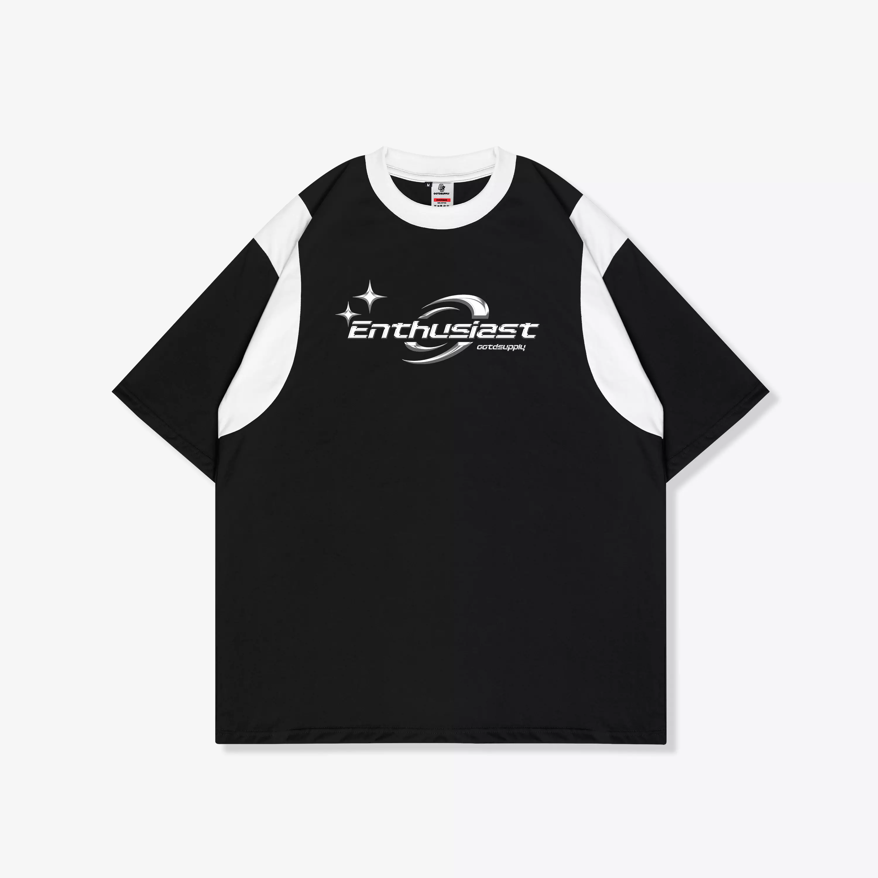 OOTDSUPPLY Oversized Side Line Astral Black & Benhur | Oversize Pria & Wanita OVZSL004