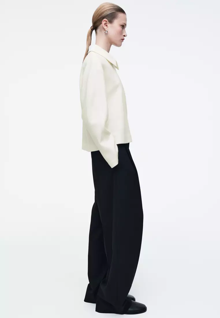 Boiled-Wool Zip-Up Cardigan