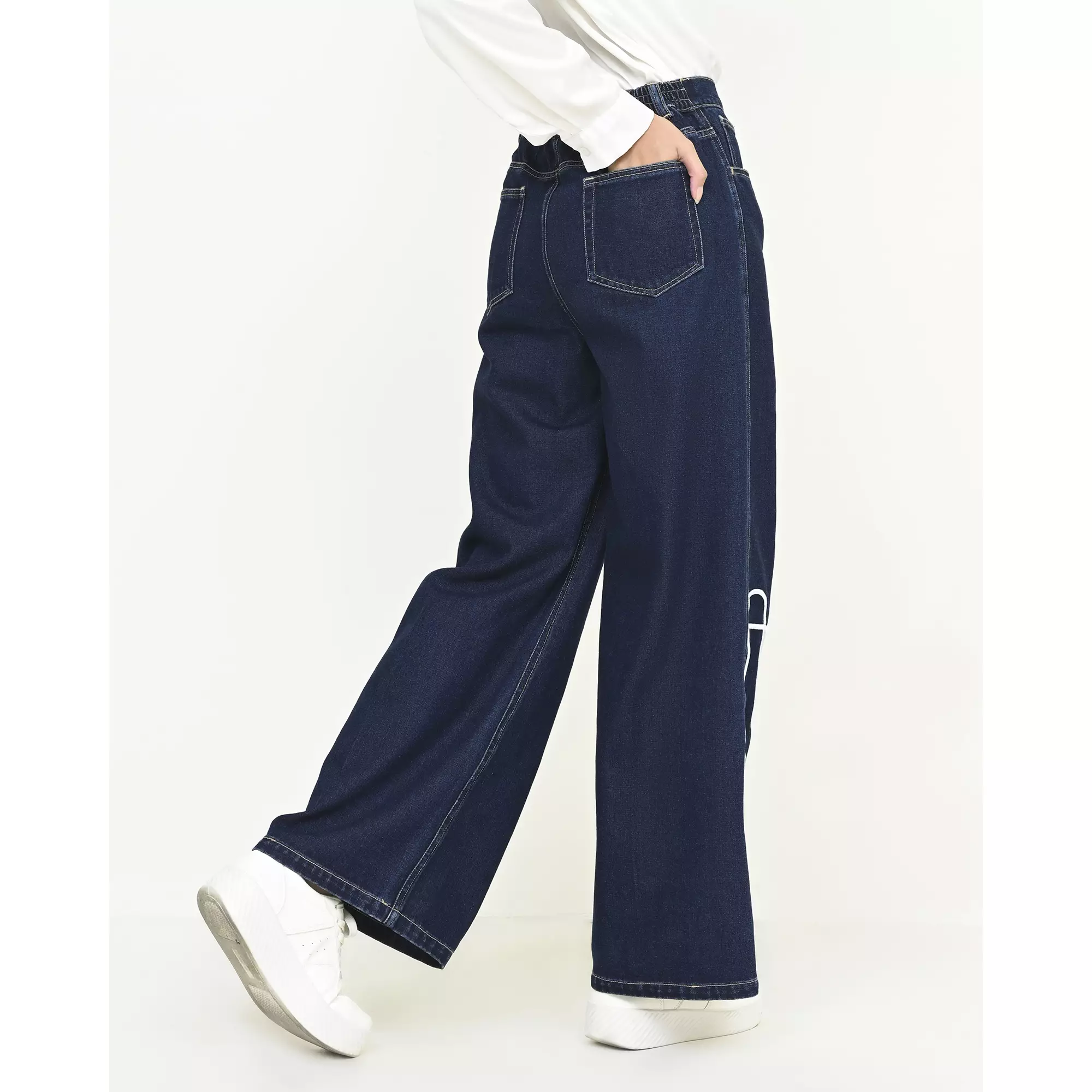 Geulis.id LOOMY DENIM PANTS / CELANA WANITA - DARKDENIM