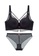 ZITIQUE black Women's Breathable 3/4 Cup No Steel Ring Uplift Lace Lingerie Set (Bra And Underwear) - Black F55D5US93943A7GS_1