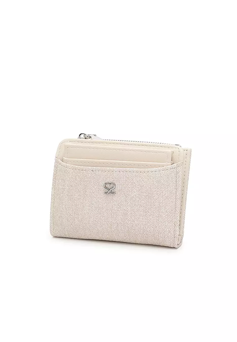 Women's 2 in 1 Purse/Wallet With Coin Compartment (Dompet Wanita 2 in 1 dengan Kompartmen Koin) - Putih