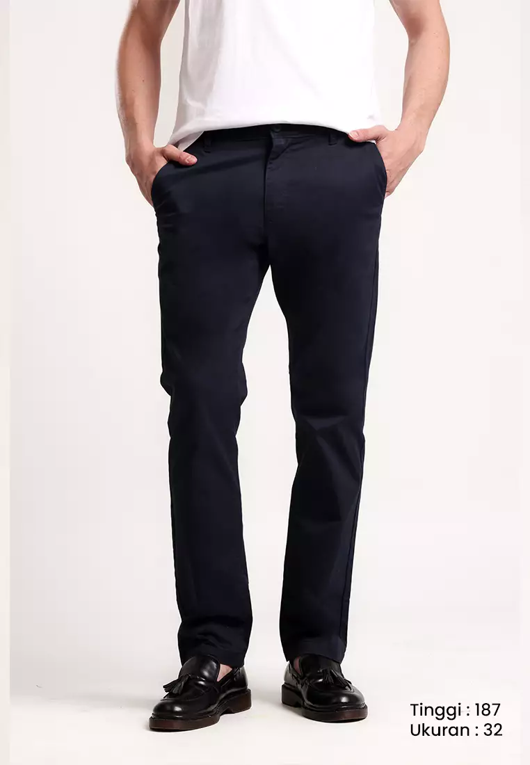 MANZONE - Celana Panjang Chinos Pria Kinjaz Regular Fit - Navy Warna Navy